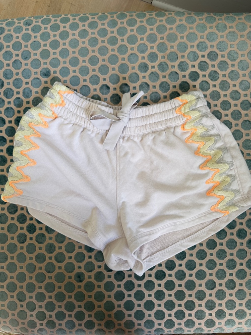 FP Movement by Free People White Athletic Drawstring Shorts with Orange Trim